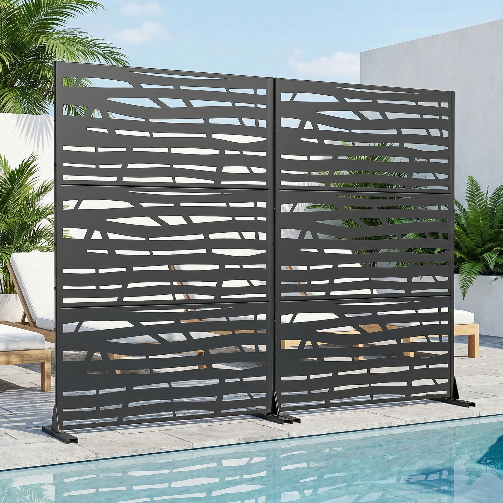 MAYEERTY 72*47in Outdoor Privacy Screen, Weatherproof Metal Privacy Panel, Privacy Divider for Patio, Balcony, Backyard, Garden
