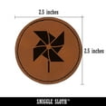 thumbnail image 2 of Pinwheel Toy Chinese New Year 2.5" Faux Leather Round Engraved Iron-On Patch - Brown, 2 of 6