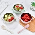 thumbnail image 3 of 4 Colors Baby Bowl Stainless Steel Insulation Bowl Spoon Set Children Tableware Cartoon Printed Children Food Bowl, 3 of 3