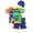 C256/Green359, variant on Rggeeun Baby Boys Swimsuit Set 2Pc Cartoon Cool Dinosaur Pattern Short Sleeve Crew Neck Top & Elastic Waist Wide Leg Swim Trunks for Summer Holiday Beach Versatile Swim Wear,Blue,5-6 Years