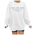 thumbnail image 2 of UJNDER Women's Jesus Letter Print Round Neck Pullover Sweatshirt Long Sleeve Casual Comfort Top White XL, 2 of 3