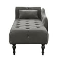thumbnail image 2 of Miniyam Velvet Chaise Lounge, Tufted Accent Chaise Chair with Pillow for Living Room Bedroom, Gray, 2 of 7