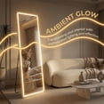 thumbnail image 3 of Modern LED Full-Length Mirror with Rounded Corners, 3 Color Temperatures, Touch Control, Floor & Wall Mountable, Anti-Fog for Bedroom/Bathroom(16" x60"), 3 of 9