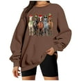 thumbnail image 5 of Sweatshirts for Women Winter Christmas Horse Graphic Pullover Tops Long Sleeve Crew Neck Regular Casual Cozy Soft Loose Fall Womens Sweatshirts ZA Brown S, 5 of 7