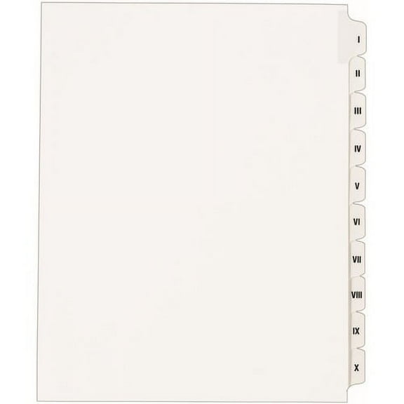 Avery Collated Legal Dividers Allstate(R) Style, Letter Size, I - X Tab Set (82319) Side Tab(s) - I-X - 10 Tab(s)/Set - 8.5" Divider Width x 11" Divider Length - Legal - White Paper Divider - Whi