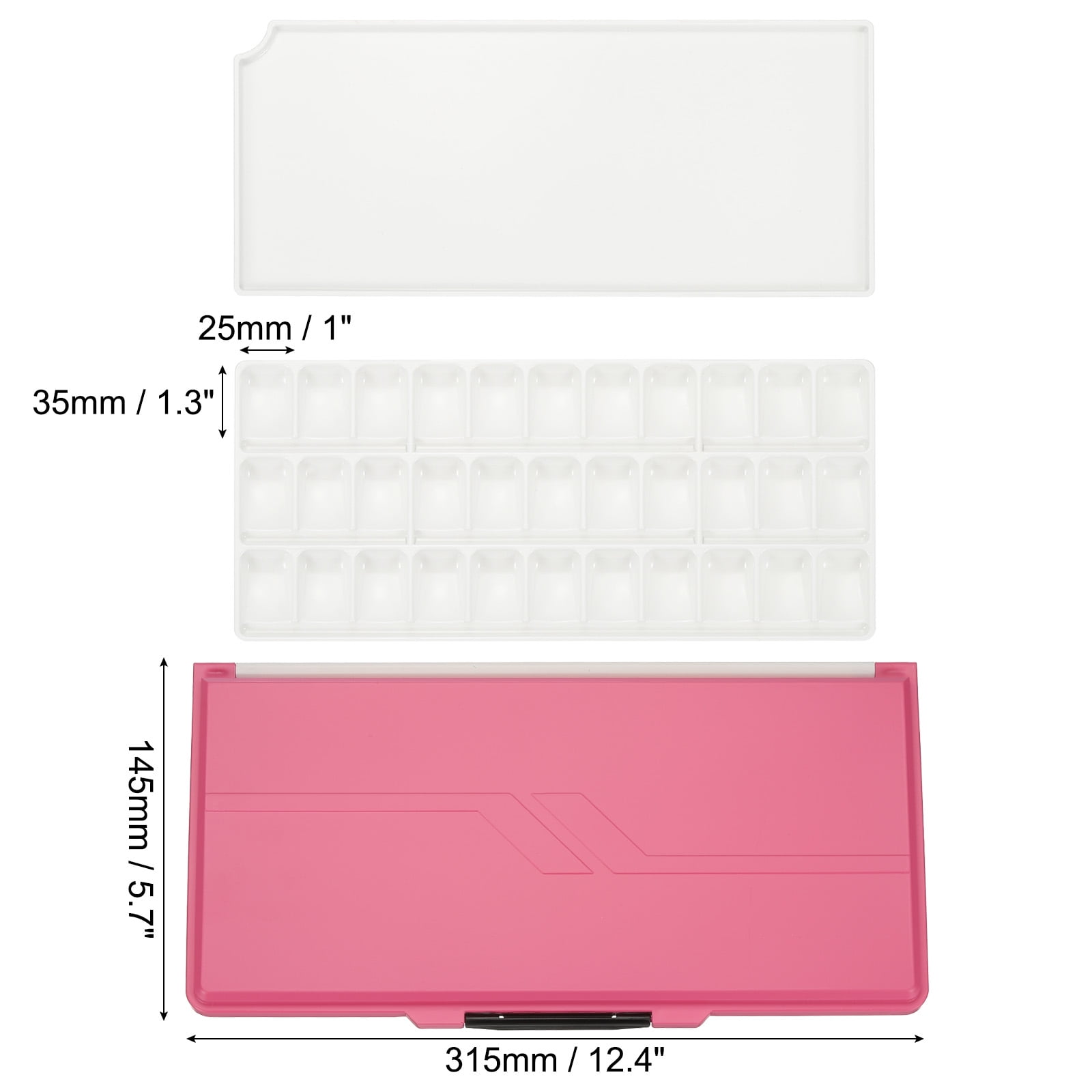 Uxcell 33 Wells Paint Storage Box, Airtight Folding Painting Palette, Pink
