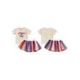 thumbnail image 3 of Qmyliery Toddler Baby Girl 4th of July Outfit Letter Star Embroidered Short Sleeve Tops Red White Blue Tulle Skirt 2 Pcs Summer Set 6 12 18 24 Months 3 4 Years, 3 of 10