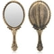 thumbnail image 1 of Espejo de mano vintage, pequeños espejos decorativos de mano para maquillaje facial, flor en relieve, portátil, antiguo, viaje, espejo cosmético personal con polvo (negro) Adepaton WRMH-924-2, 1 of 6