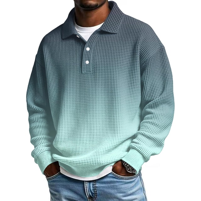 Hombres de Manga Larga de los Hombres de la Época de la Moda Imprimir Casual Botón de Color Sólido Cuello de Vuelta Camisa de Manga Larga con Nylon Suave Spandex, Top Transpirable