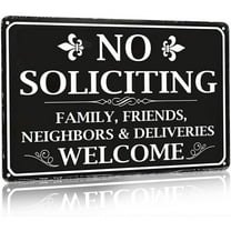 HELLOYOUNG No Solici Aluminumg Sign Family Friends Neighbors&Deliveries Welcome Funny  Aluminum Sign for Home House Front Door Porch Yard Wall Decor 8X12 Inch