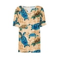 thumbnail image 4 of Tnhcen Women's Summer Turtle Print Henley Button Front Loose Fit Top - Plus Size S-3XL Casual Essential, Relaxed Summer Shirt, 4 of 5