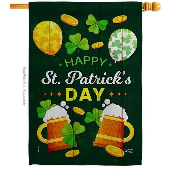 Angeleno Heritage H130320-BO Cheers on St Patrick Springtime Double-Sided Garden Decorative House Flag, Multi Color