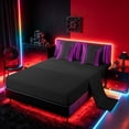 thumbnail image 5 of meiyoeat Modern Purple Striped Twin Bedding Sets, Luxury Dark Gradient Bedding Comforter Set for Boys, Purple, Black Reversible 7-Piece, 5 of 6