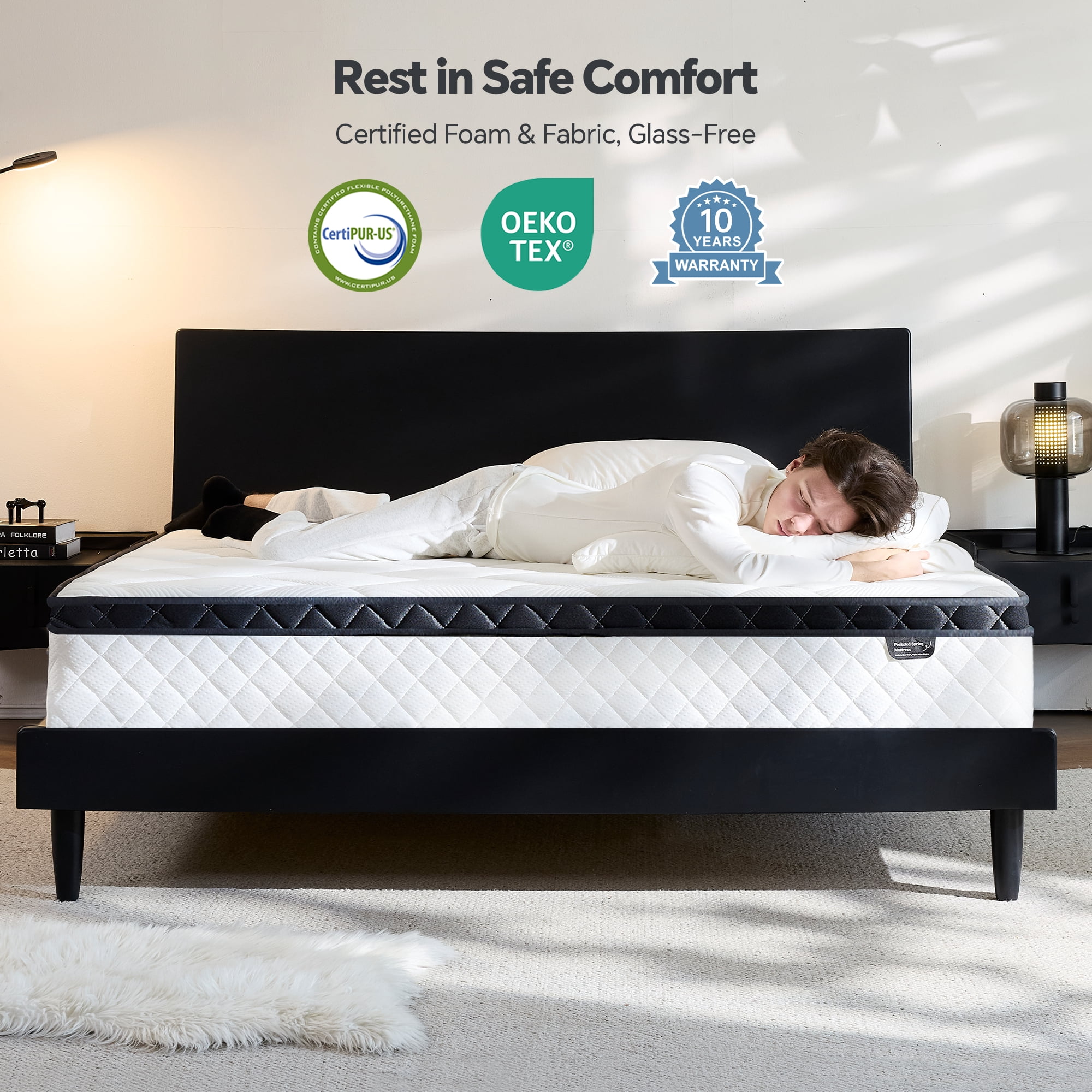 Blinddarm 10 Inch Twin Hybrid Memory Foam Mattress, Medium Firmness, Mattress in A Box, CertiPUR-US