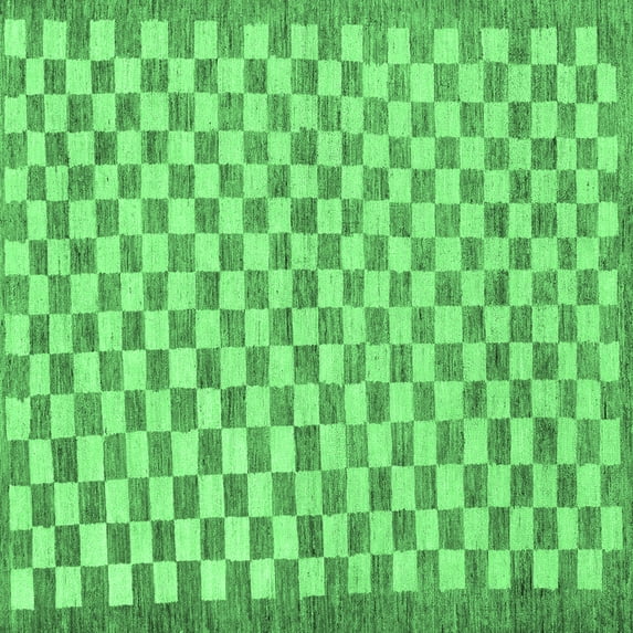 Ahgly Company Indoor Square Checkered Emerald Green Modern Area Rugs, 6' Square