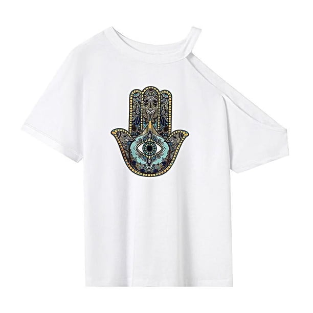 Camiseta para mujer con cuello redondo y ajuste regular, camisetas de verano para senderismo, viajes M