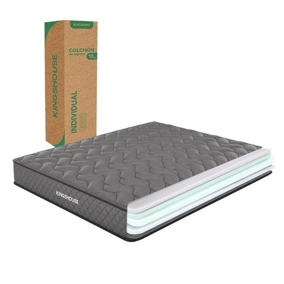 Colchón Individual en Caja KingsHouse 15cm Alto Gris