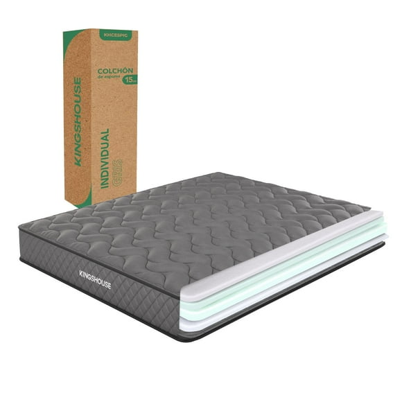 Colchón Individual en Caja KingsHouse 15cm Alto Gris