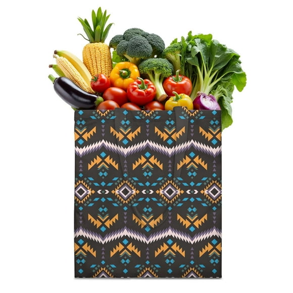 Abstract Vintage Floral Foldable Fabric Shopping Tote - Washable Reusable Grocery Bag with Large Capacity