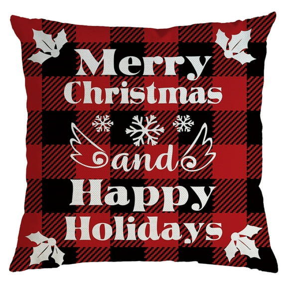 18x18 Inch Christmas Pillow Cases 2-Pack Festive Holiday Home Decor Cushion Cover for Sofa Couch Bedroom Throw Pillowcases Insert with Envelope Closure (Red Green Patterns)