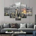 thumbnail image 6 of TISHIRON 5PCS Framed Canvas Wall Art Set,60"x40" Washington State Sunset Panoramic Cityscape Canvas Art Decor, 6 of 7