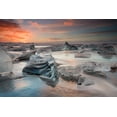 thumbnail image 2 of Baroni, Massimo 24x17 Black Ornate Wood Framed with Double Matting Museum Art Print Titled - Glacial Lagoon Beach, 2 of 4