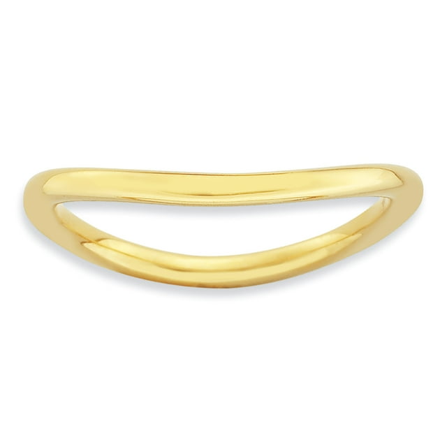 925 Sterling Silver Gold Plate Wave Stackable Ring Curved