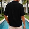 thumbnail image 5 of Gamivast Mens Short Sleeve Shirts Linen Texture V-Neck Button Down Camp Collar Casual Shirts Soft Breathable Summer Beach Vacation Tops, 5 of 7
