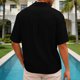 thumbnail image 4 of Camisas de Lino de los Hombres Casual V-Cuello de Manga Corta para las Vacaciones de la Playa, Poliéster Cómodo Regular Ajuste de los Hombres Camisas Casuales, 4 of 7