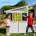 thumbnail image 6 of Multiple Outdoor Wooden Playhouse Cottage with Bench,Dutch Door,Windows,Play Kitchen,Tic-Tac-Toe,Chalkboard,Mailbox,Doorbell,Pet Door Fun Play Backyard Garden Playground, 6 of 23