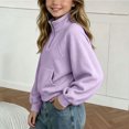thumbnail image 7 of Mifsaly Boys Girls Sweatshirt Half Zip Long Sleeve Pullover Sweatshirts Kids Comfortable Casual Fall Winter Warm Outerwear Purple,11-12 Years, 7 of 7