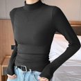 thumbnail image 2 of TRUBKH Women's Sweaters Scoop Neck Long Lantern Sleeve Thermal Shirts for Winter Thermal Shirts for Women Pullover Top Womens Thermal Tops Seamless Knit Womens Tops Black M, 2 of 5