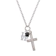 thumbnail image 2 of Delight Jewelry Silvertone Love with Black Paw Be Strong and Courageous Engraved Cross Zoey Necklace, 28", 2 of 4