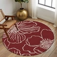 thumbnail image 2 of Round Rug 6Ft Washable Non-Slip, Red Flowers Circle Area Rugs for Living Room Bedroom, Spring Floral Botanical Modern Art Indoor Floor Mats Carpet Runner for Home Decor Aesthetic, 2 of 8