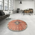 thumbnail image 3 of Ahgly Company Indoor Round Traditional Light French Beige Brown Persian Area Rugs, 3' Round, 3 of 6