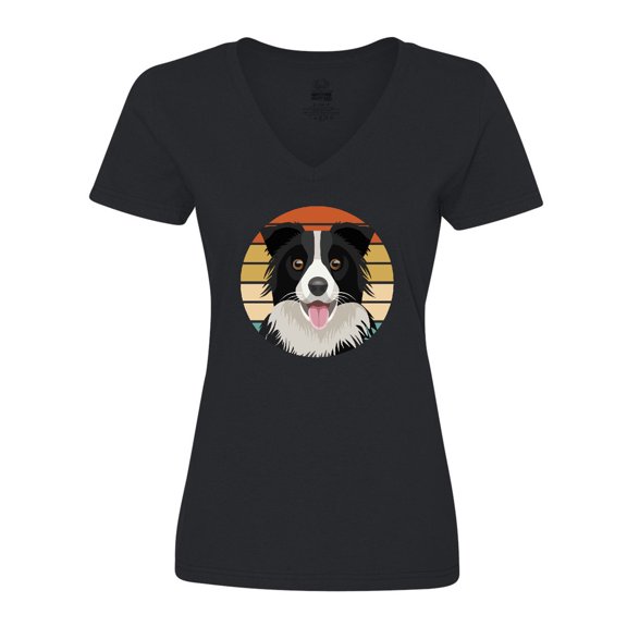 Inktastic Border Collie Cute Dog Women's V-Neck T-Shirt