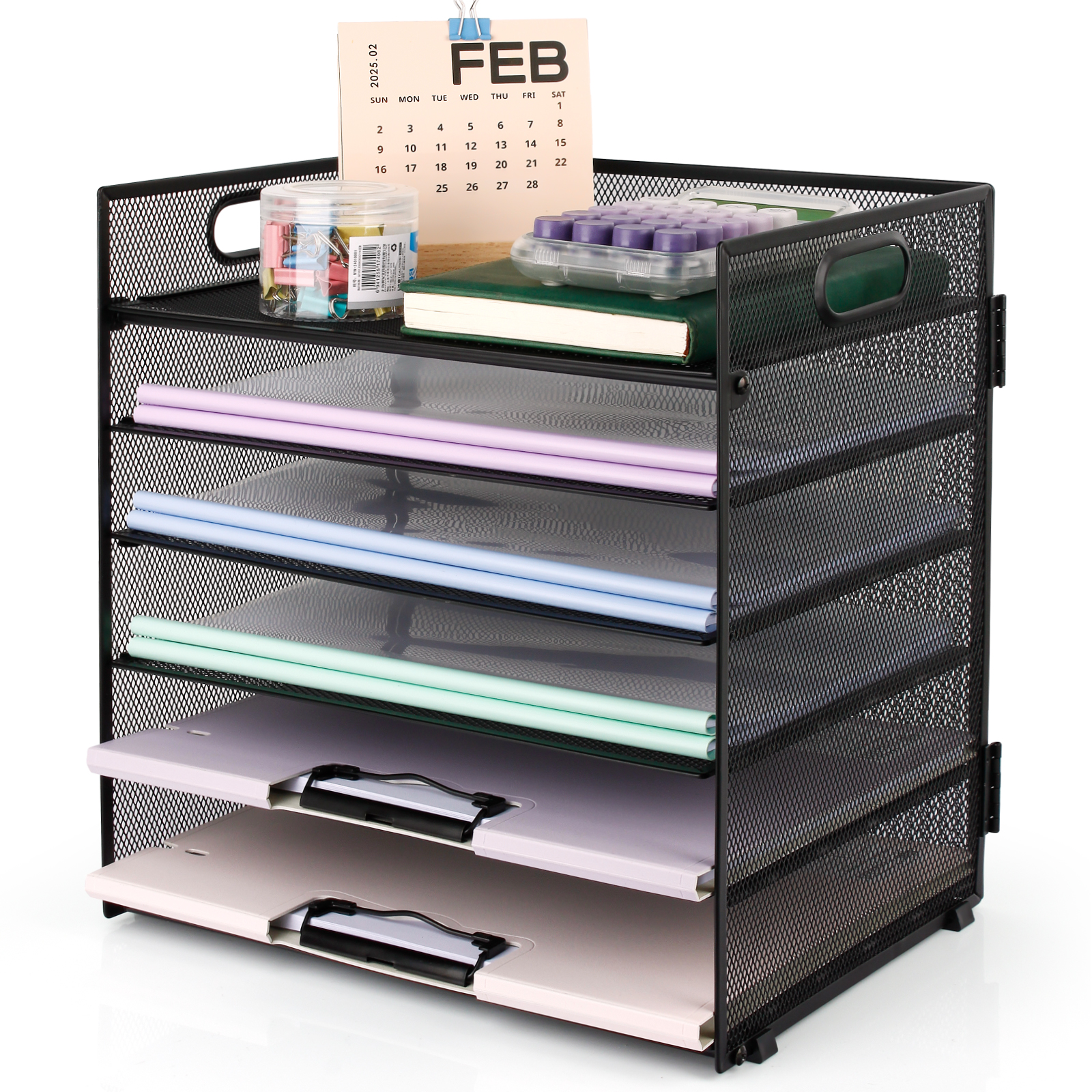 PHANCIR 6-Tier Metal Mesh Desk Organizer with Handle photo 1