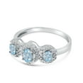 thumbnail image 3 of 10k White Gold Oval Aquamarine And Diamond Three Stone Ring, 3 of 6