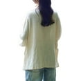 thumbnail image 3 of Womens 3/4 Sleeve Cotton Linen Plain Casual T-Shirt Tops Blouses Plus Size, 3 of 3