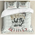 thumbnail image 1 of Fitness Duvet Cover Set King Size, The Body Achieves What The Mind Believes Stylized Calligraphy Inspiration Artistic, Decorative 3 Piece Bedding Set with 2 Pillow Shams, Multicolor, by Ambesonne, 1 of 3
