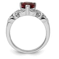 thumbnail image 2 of Sterling Silver Rhodium-plated Diamond and Garnet Ring, 2 of 6