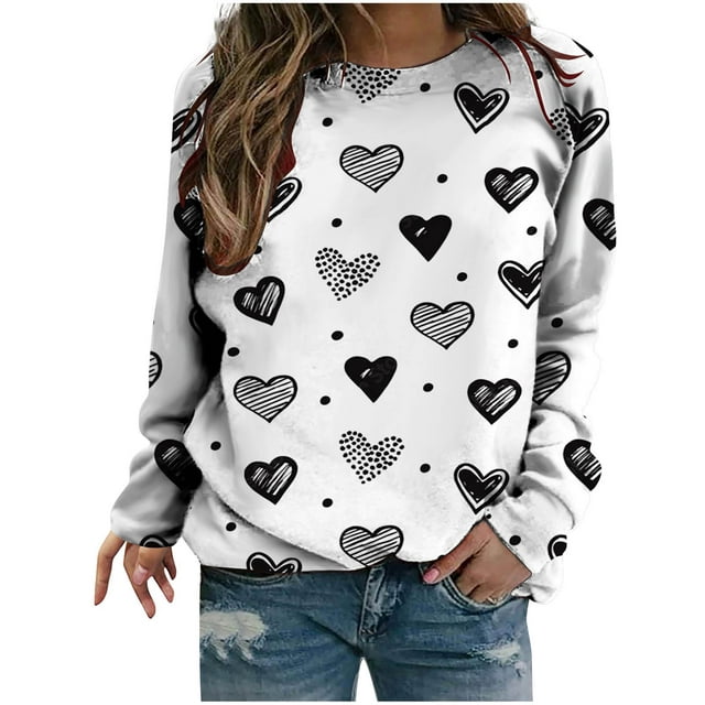 Valentines Day Shirts Women Cute Love Heart Valentines Day Sweatshirts ...