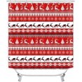 thumbnail image 2 of Juego de 4 cortinas de ducha navideñas, diseño de renos, alces, ciervos, árboles de Navidad, copos de nieve, rayas rojas y blancas, decoración de baño para vacaciones de invierno y Año Nuevo, cortina, 2 of 7