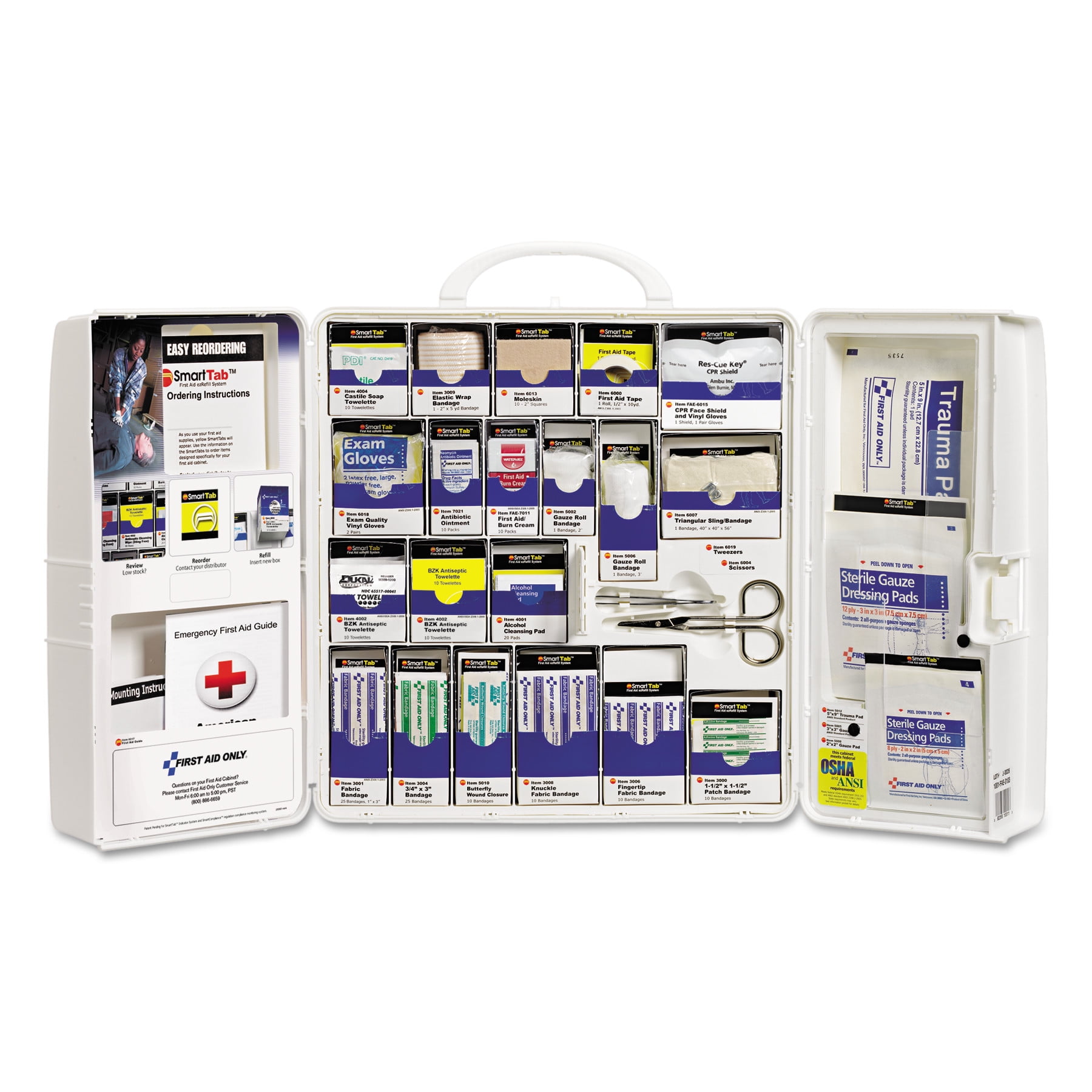 First Aid Only SmartCompliance 50 Person Large Plastic Cabinet Without Medications, 206 Pieces