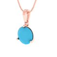 thumbnail image 2 of 2 ct Brilliant Round Cut Solitaire Turquoise 14k Rose hypoallergenic Solid gold Designer Everyday Affordable Dainty Necklace Pendant with 16" Chain, 2 of 6