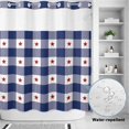 thumbnail image 4 of No Hook Shower Curtain with Built-in Rings - 4th of July Red Americana Stars Washable Waterproof Fabric Bathroom Curtains for Hotel,Rentals, 72 X 72 Inch Long , Blue White Check Plaid, 4 of 9