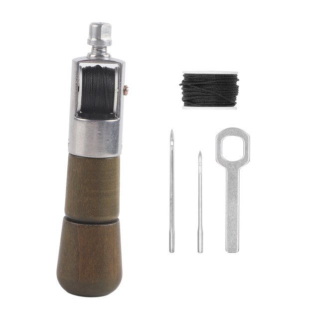 Kit de herramientas de costura de cuero DIY Máquina de coser a mano Costura con mango de madera Portátil