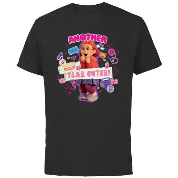 Disney and Pixar’s Turning Red Birthday Another Year Cuter - Short Sleeve Cotton T-Shirt for Adults - Customized-Black