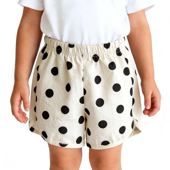 Mitankcoo Cotton Shorts for Toddler Girls Polka Dot Print Elastic Waist Short Pants Summer Daily Casual