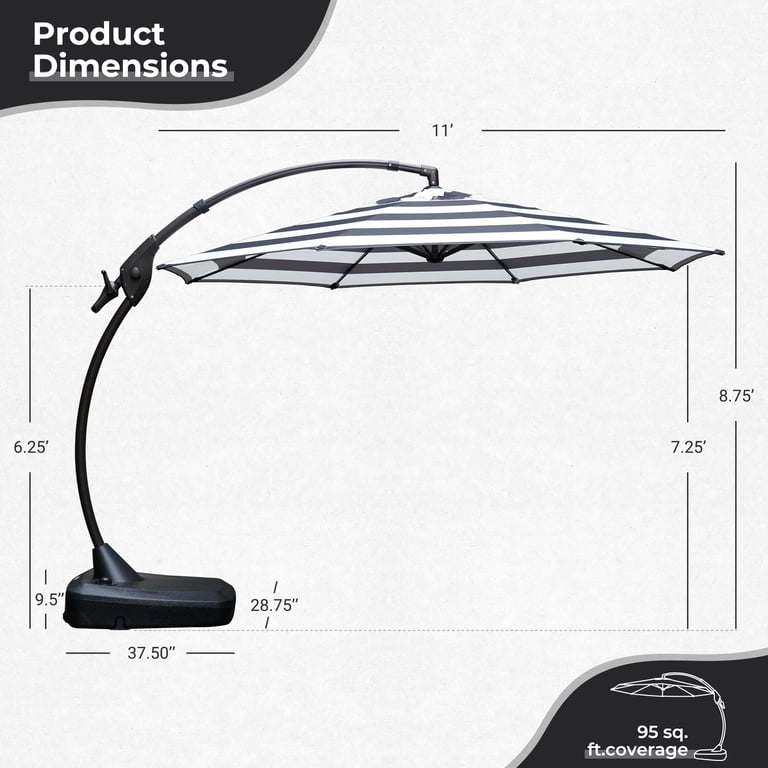 8' cantilever patio umbrella Outsunny 8' x 8' Cantilever Patio Umbrella with Base Weights, Dark Grey